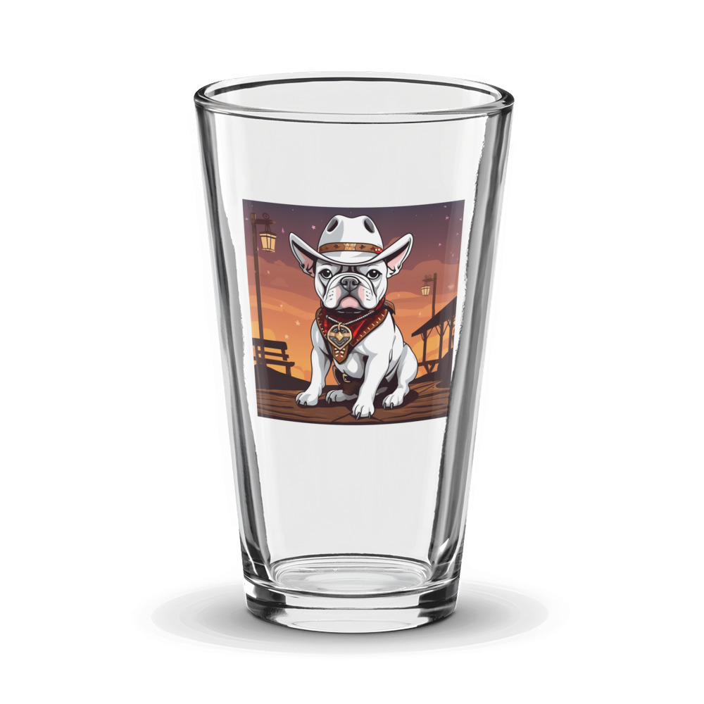 PugMug Custom White French Bulldog Glass Tumbler