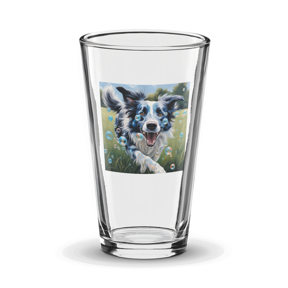 PugMug Custom Blue Merle Border Collie Glass Tumbler