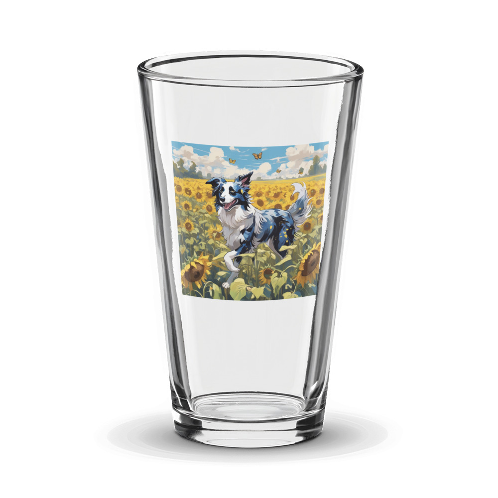 PugMug Custom Blue Merle Border Collie Glass Tumbler