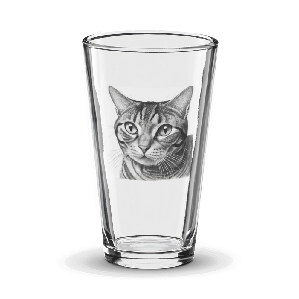 PugMug Custom Tabby American Shorthair Cat Glass Tumbler