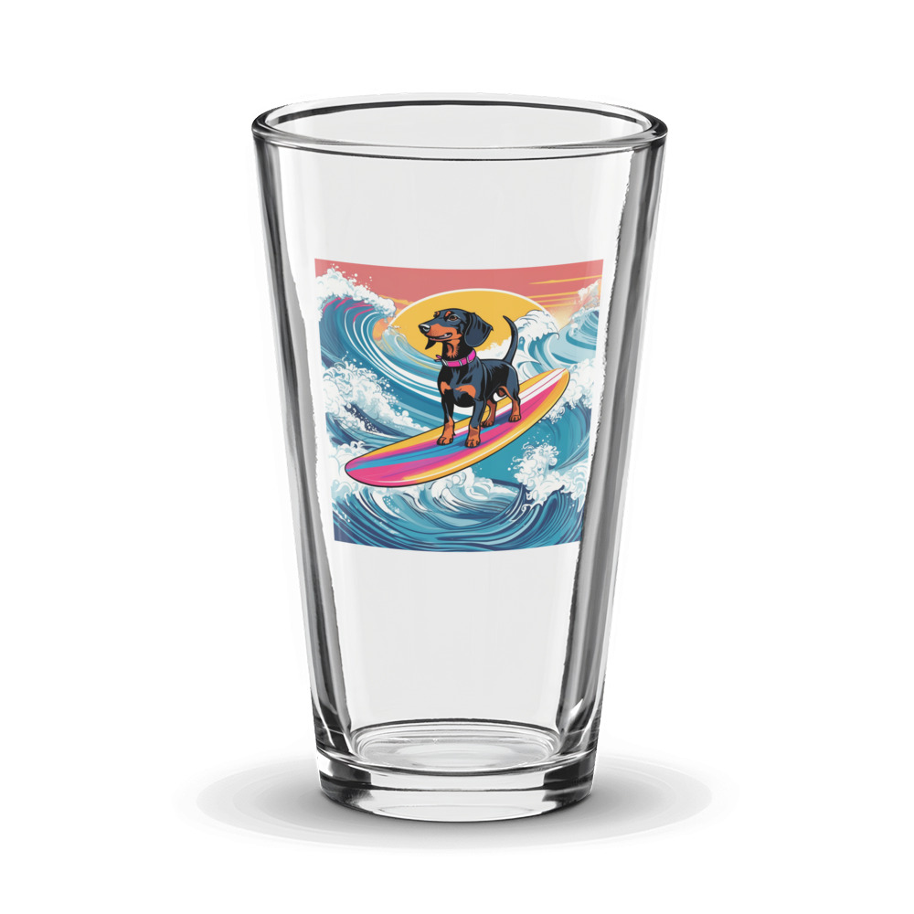 PugMug Custom Black Dachshund Glass Tumbler