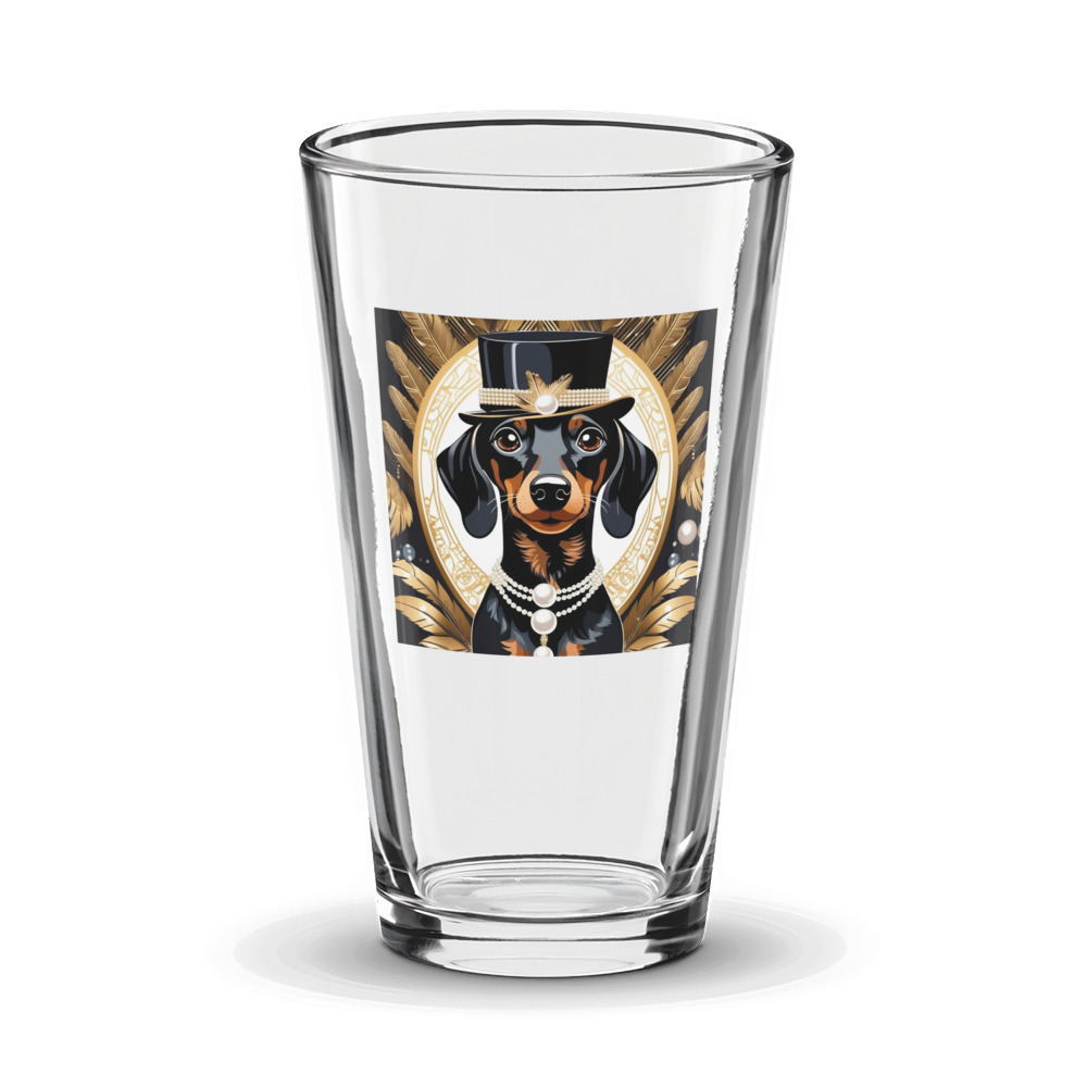 PugMug Custom Black Dachshund Glass Tumbler