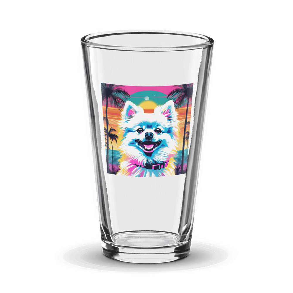 PugMug Custom White Pomeranian Glass Tumbler