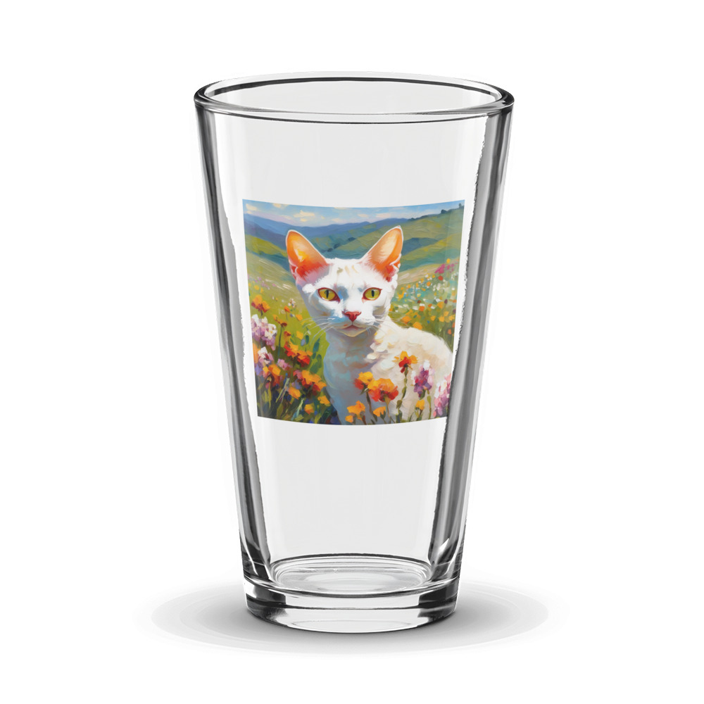 PugMug Custom White Devon Rex Cat Glass Tumbler