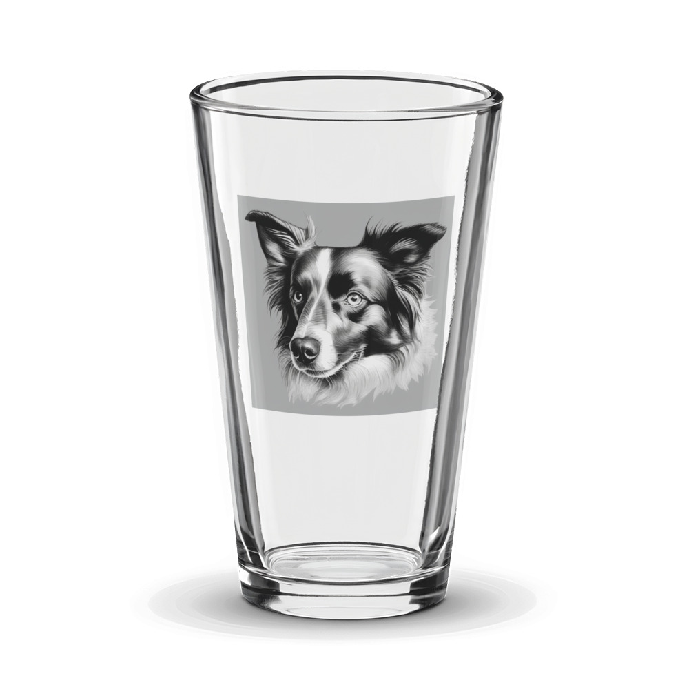PugMug Custom Blue Merle Border Collie Glass Tumbler