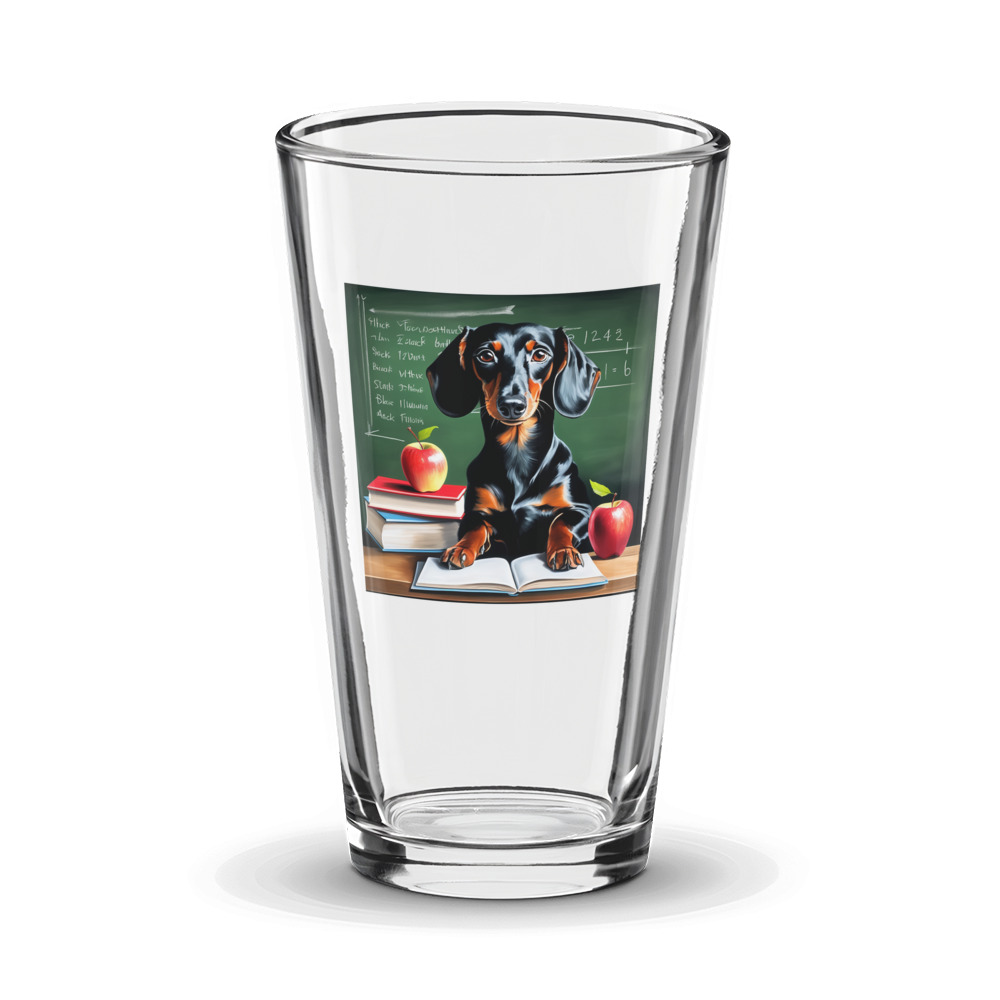 PugMug Custom Black Dachshund Glass Tumbler