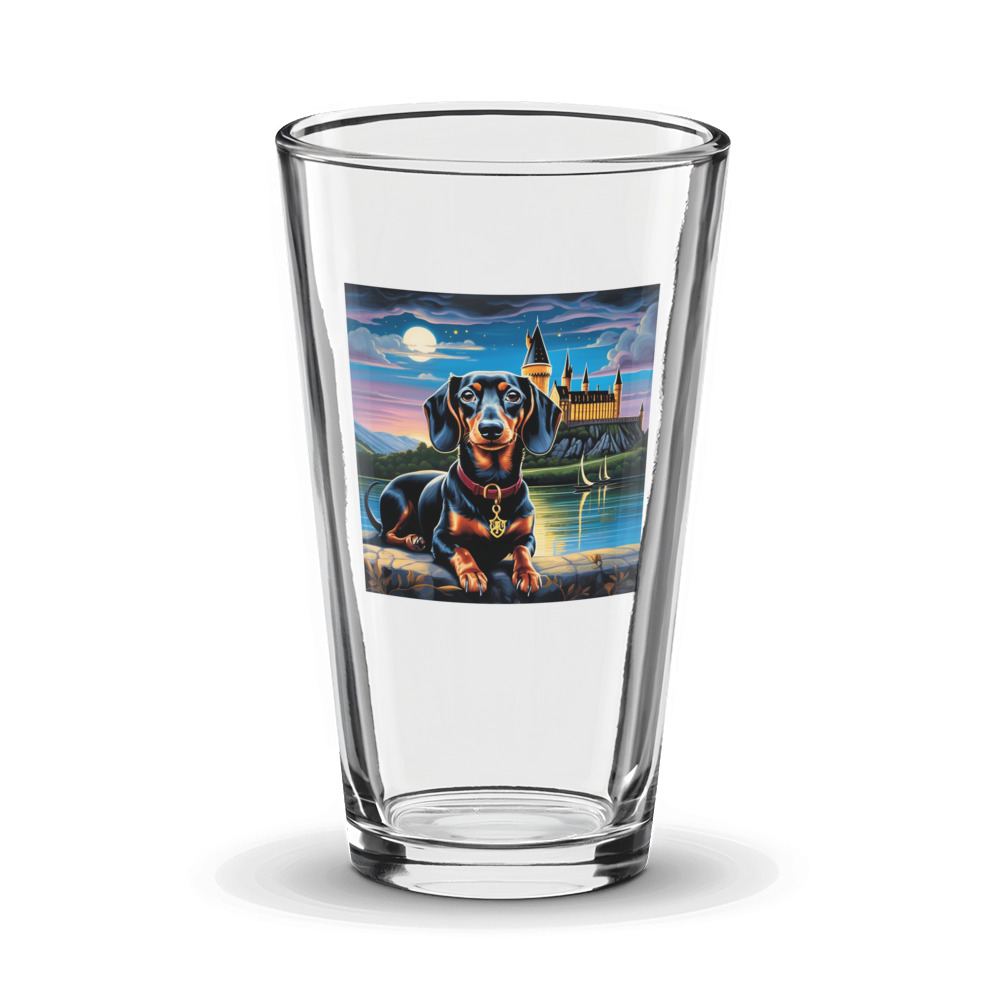 PugMug Custom Black Dachshund Glass Tumbler