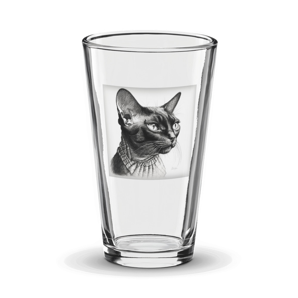 PugMug Custom Black Devon Rex Cat Glass Tumbler