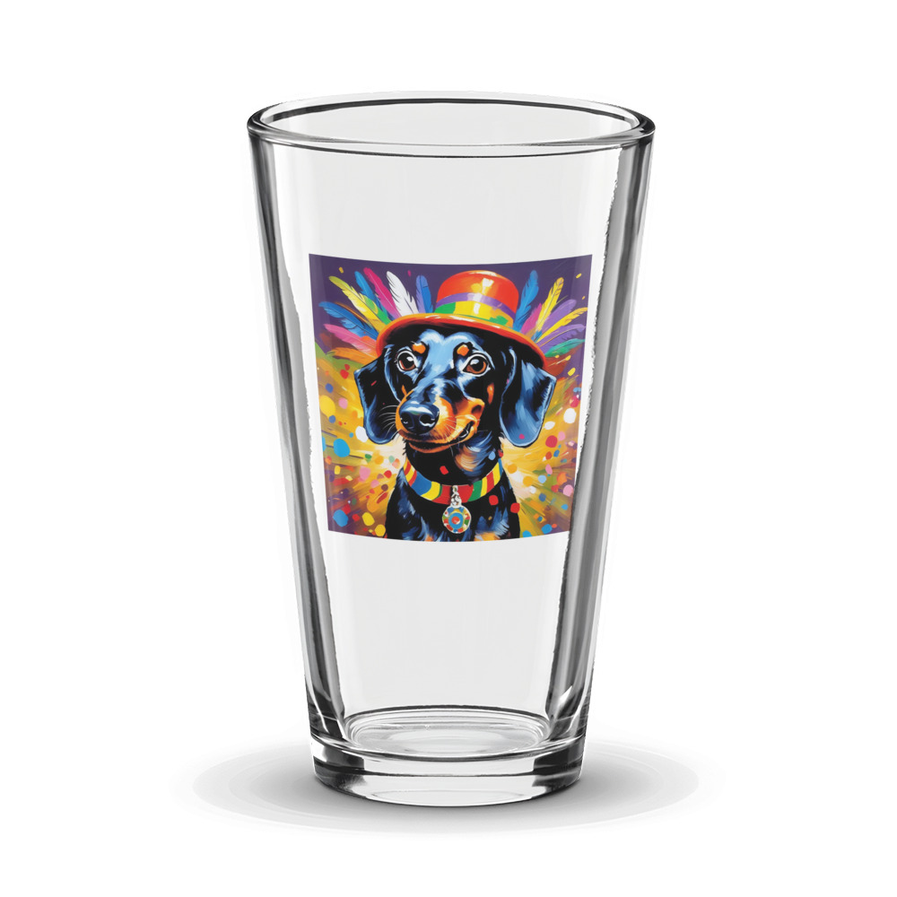 PugMug Custom Black Dachshund Glass Tumbler