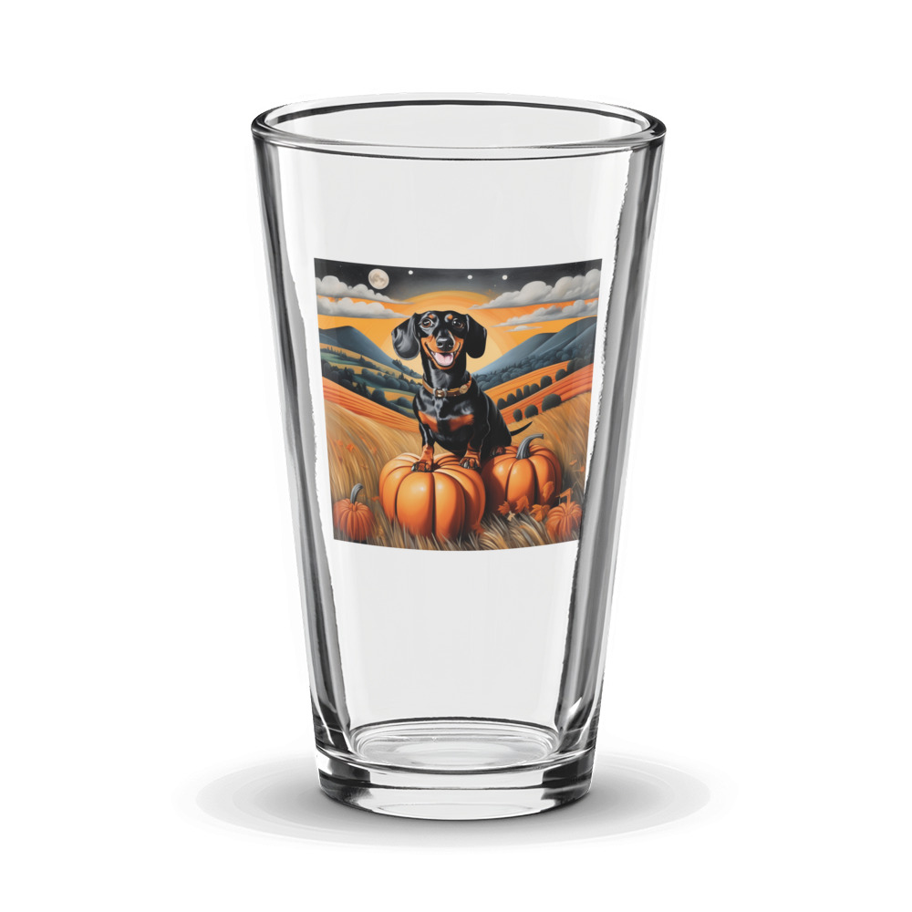 PugMug Custom Black Dachshund Glass Tumbler