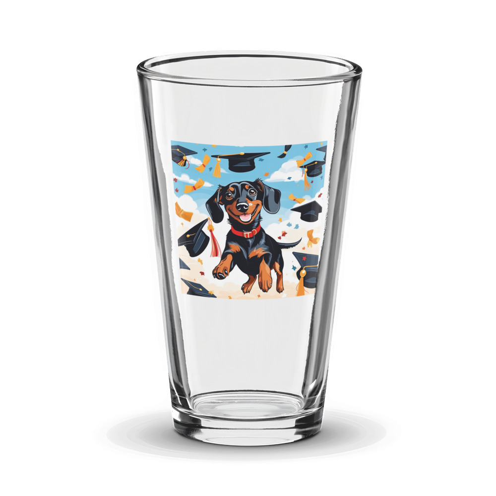 PugMug Custom Black Dachshund Glass Tumbler