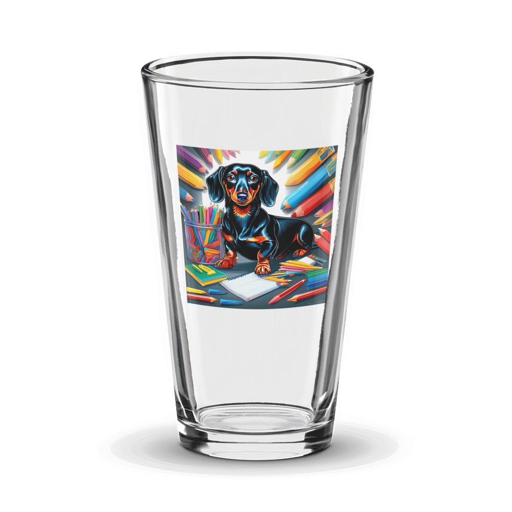 PugMug Custom Black Dachshund Glass Tumbler