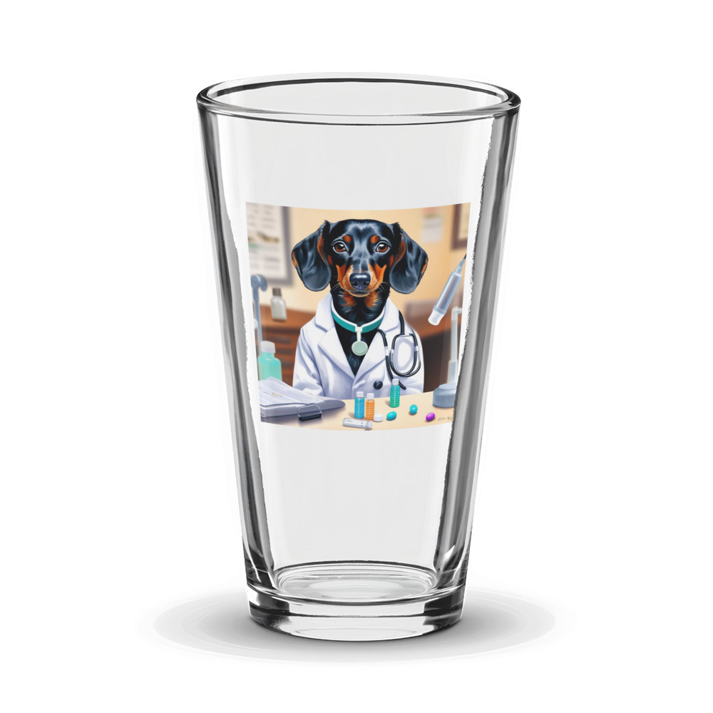 PugMug Custom Black Dachshund Glass Tumbler
