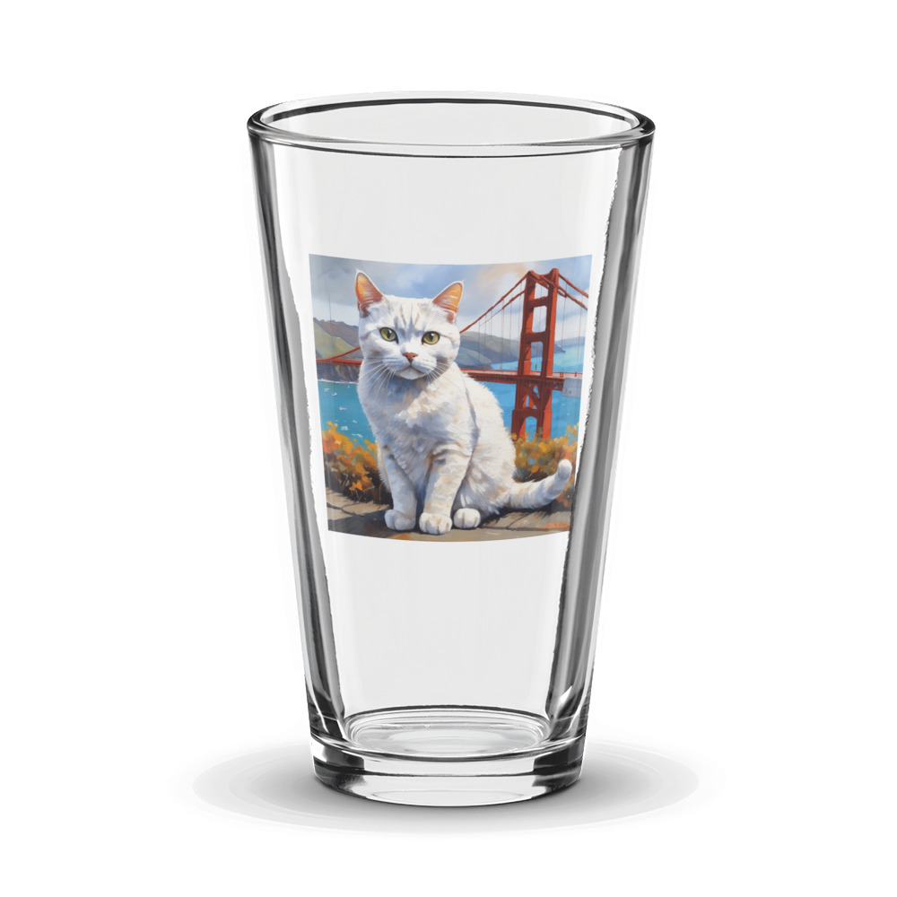 PugMug Custom White British Shorthair Cat Glass Tumbler