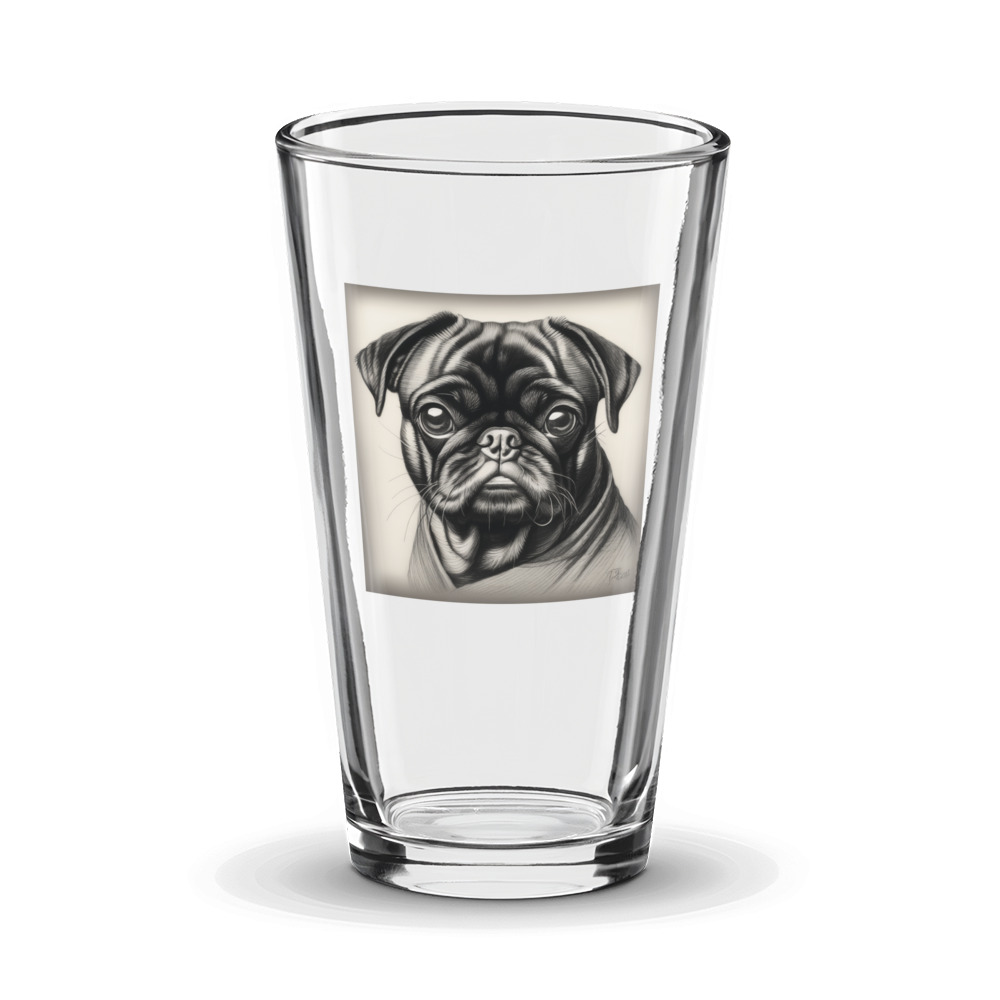 PugMug Custom Black Pug Glass Tumbler