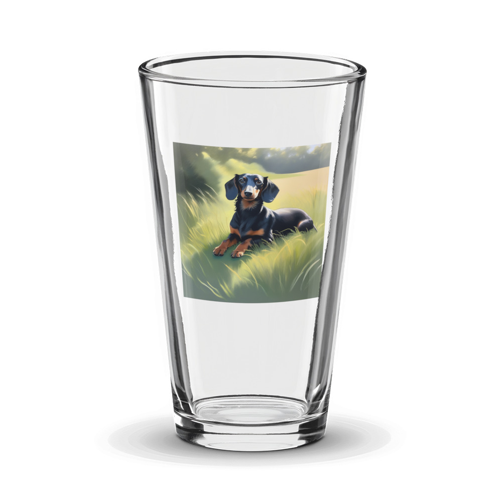 PugMug Custom Black Dachshund Glass Tumbler