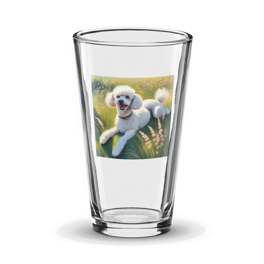 PugMug Custom White Poodle Glass Tumbler