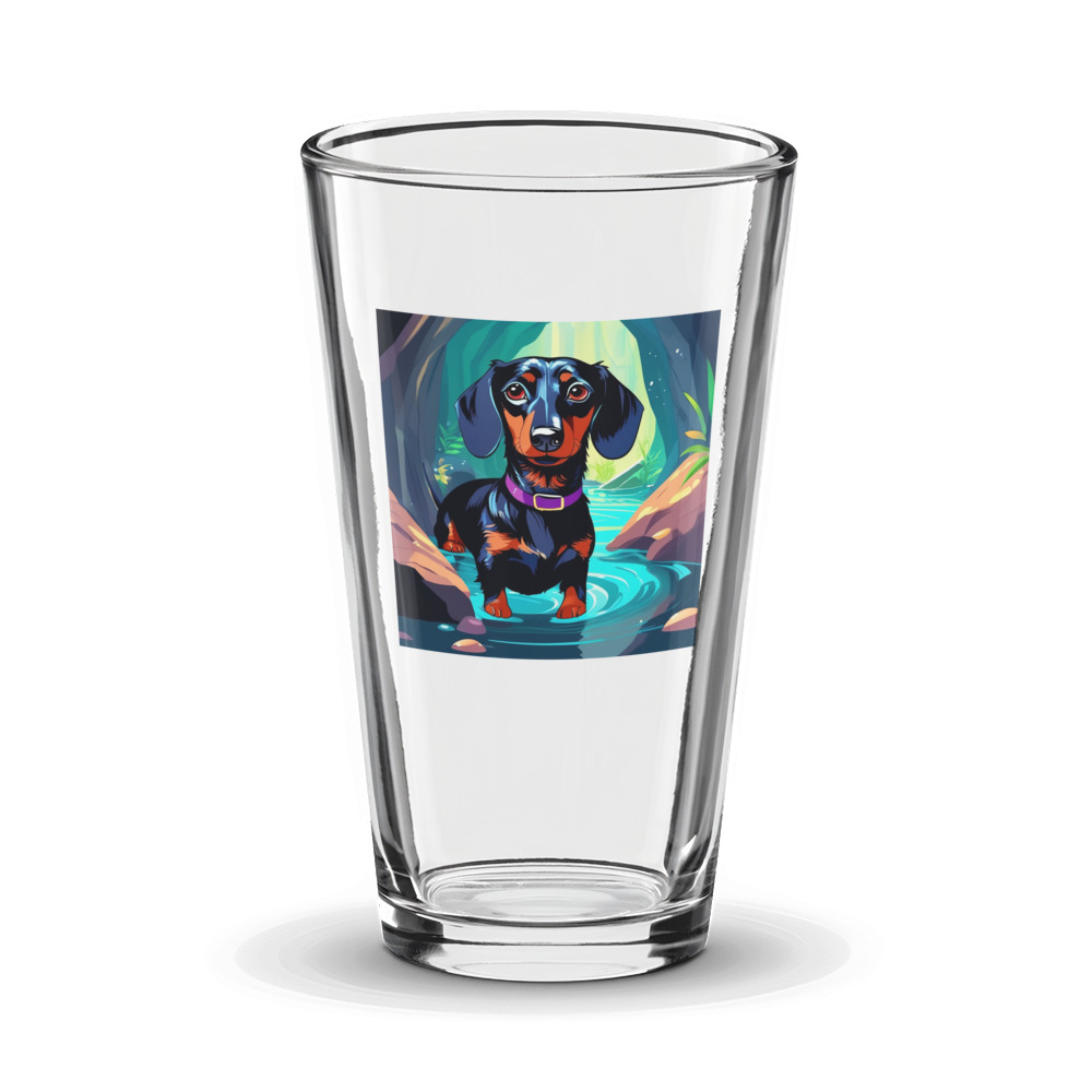 PugMug Custom Black Dachshund Glass Tumbler