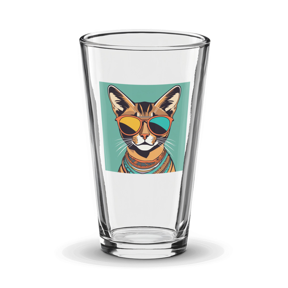 PugMug Custom Tabby Abyssinian Cat Glass Tumbler