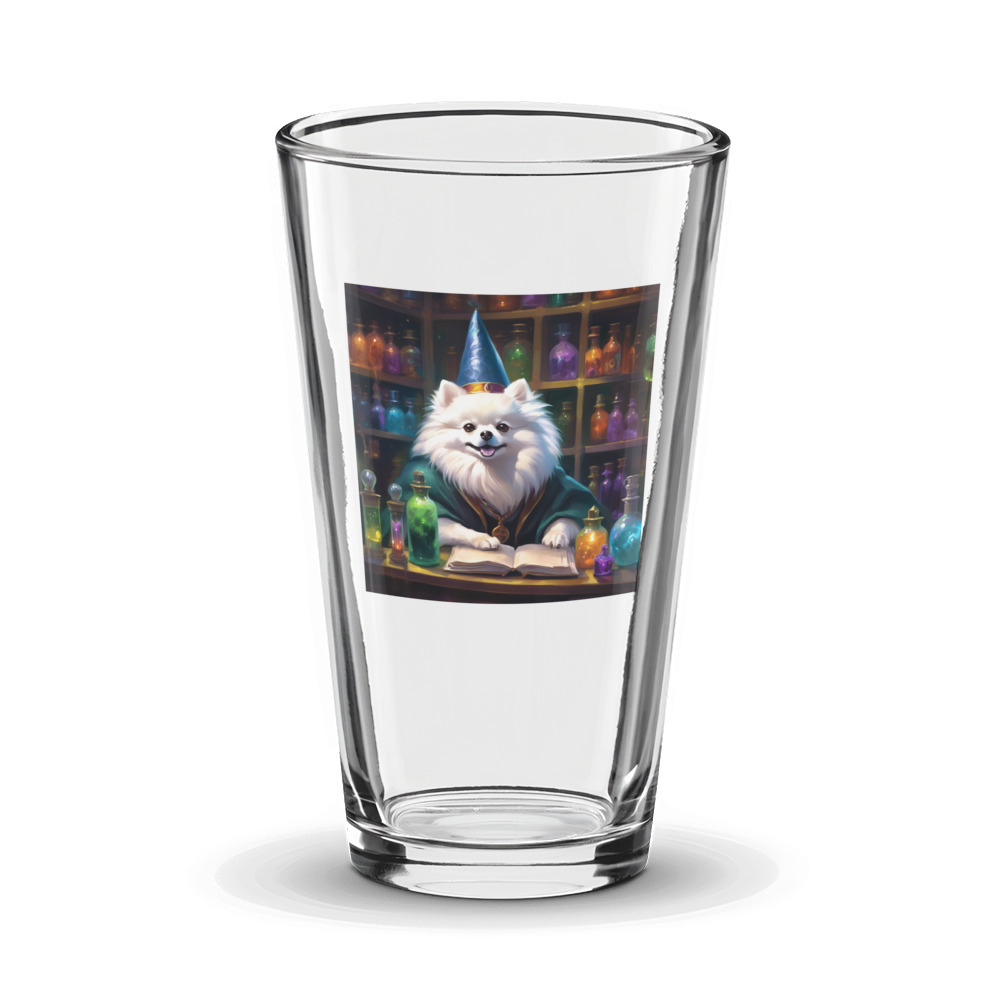 PugMug Custom White Pomeranian Glass Tumbler