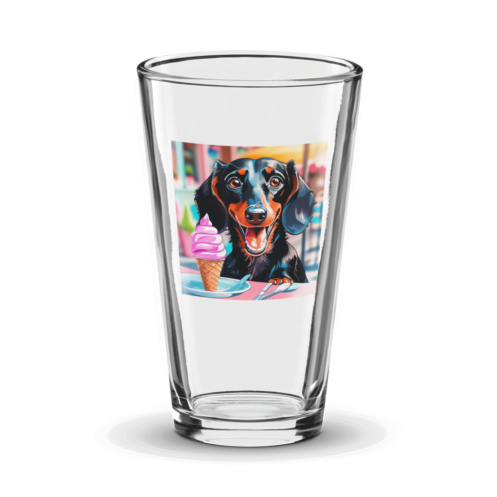 PugMug Custom Black Dachshund Glass Tumbler