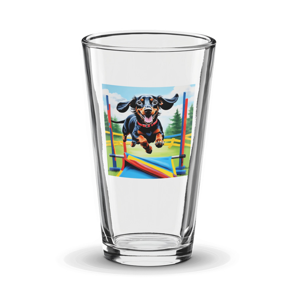 PugMug Custom Black Dachshund Glass Tumbler