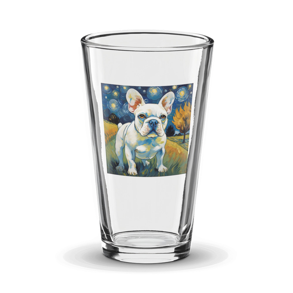 PugMug Custom White French Bulldog Glass Tumbler