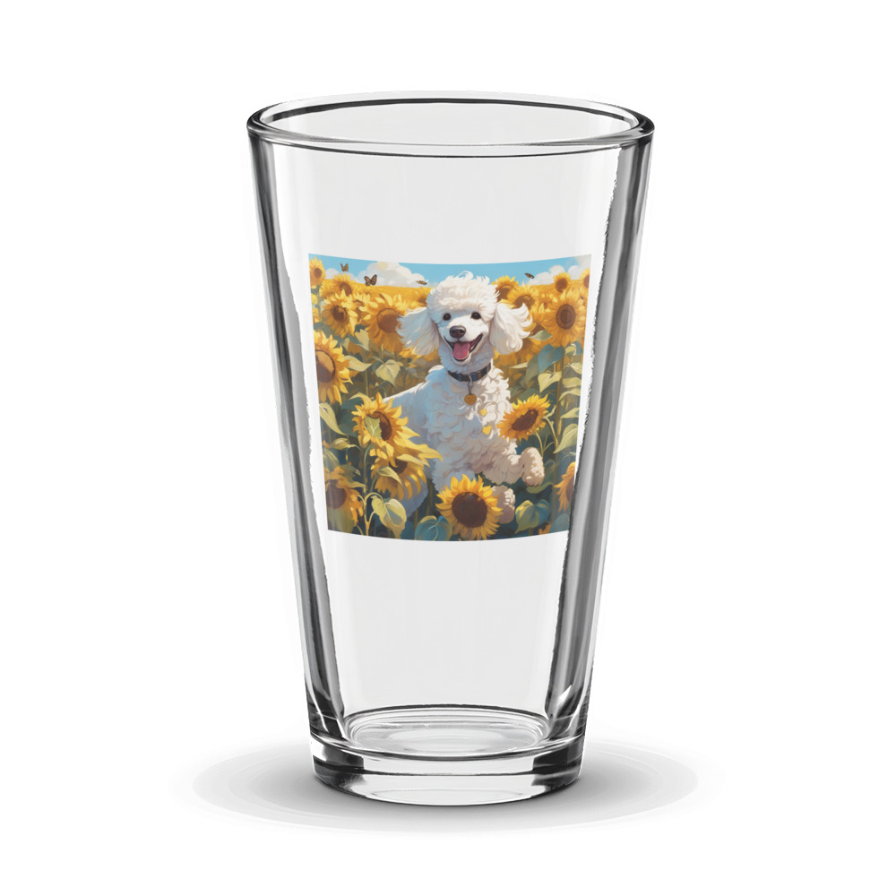 PugMug Custom White Poodle Glass Tumbler