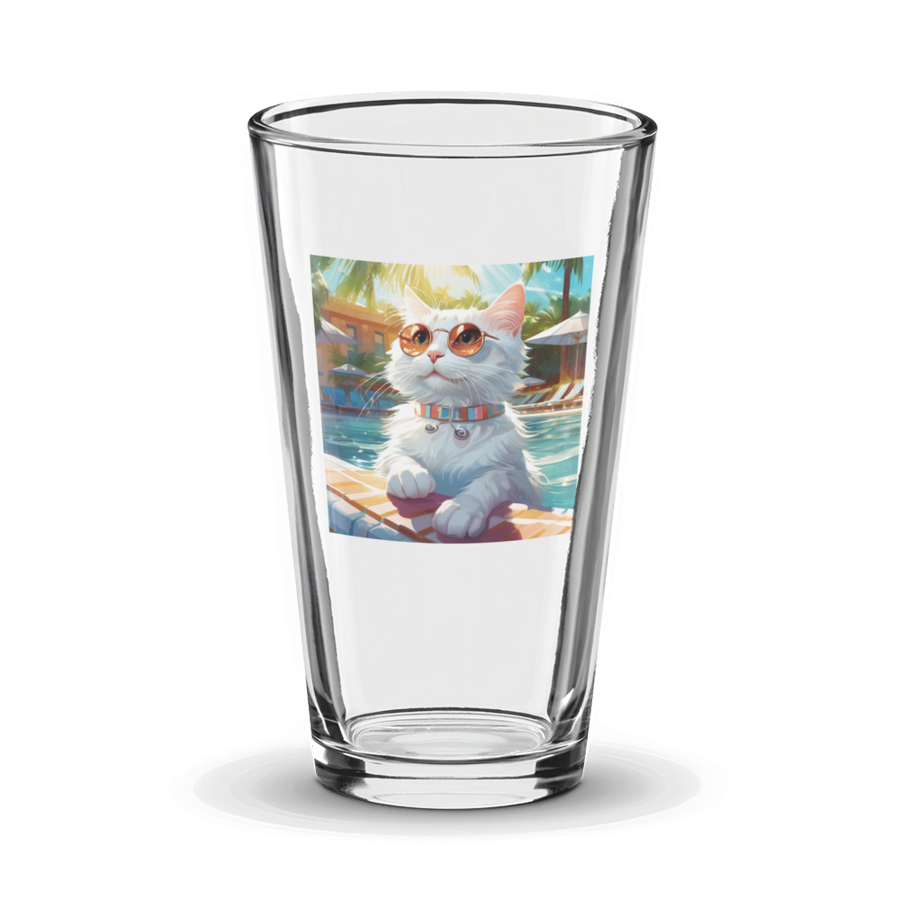 PugMug Custom White Companion Cat Glass Tumbler