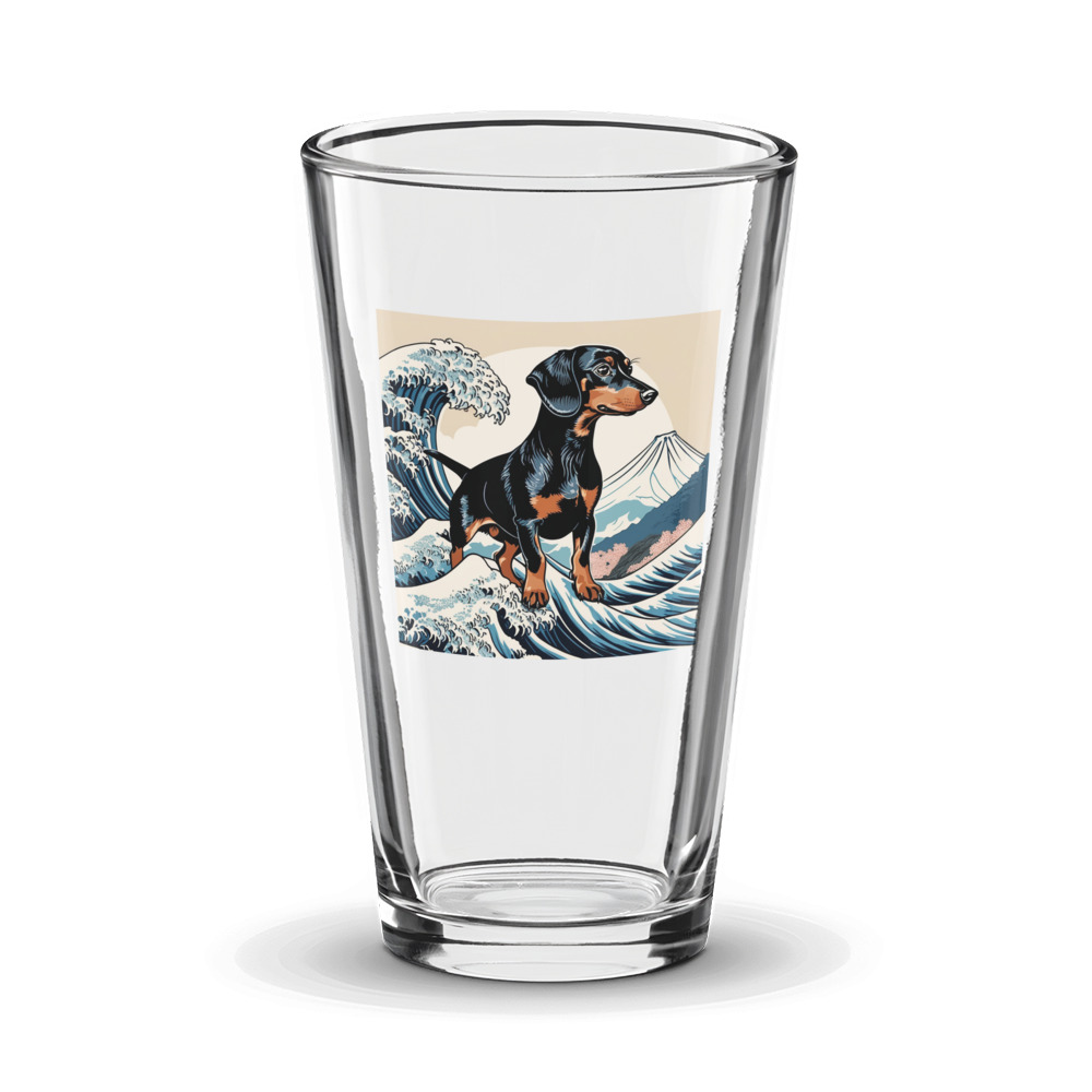 PugMug Custom Black Dachshund Glass Tumbler