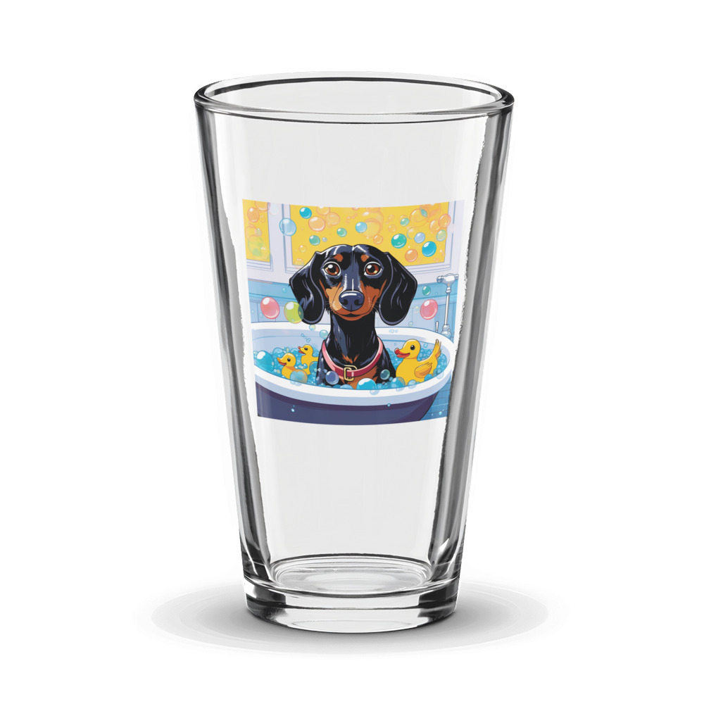 PugMug Custom Black Dachshund Glass Tumbler