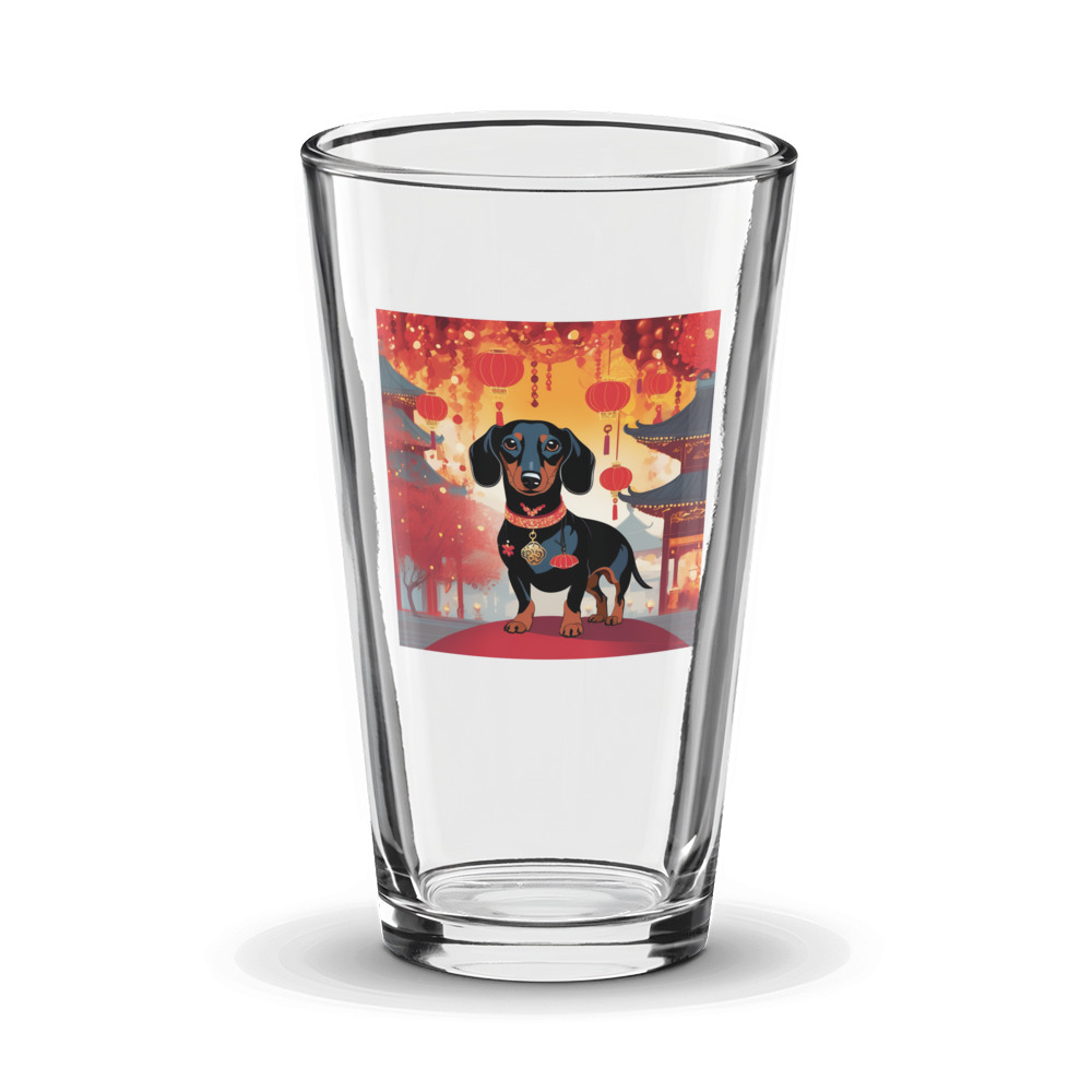 PugMug Custom Black Dachshund Glass Tumbler