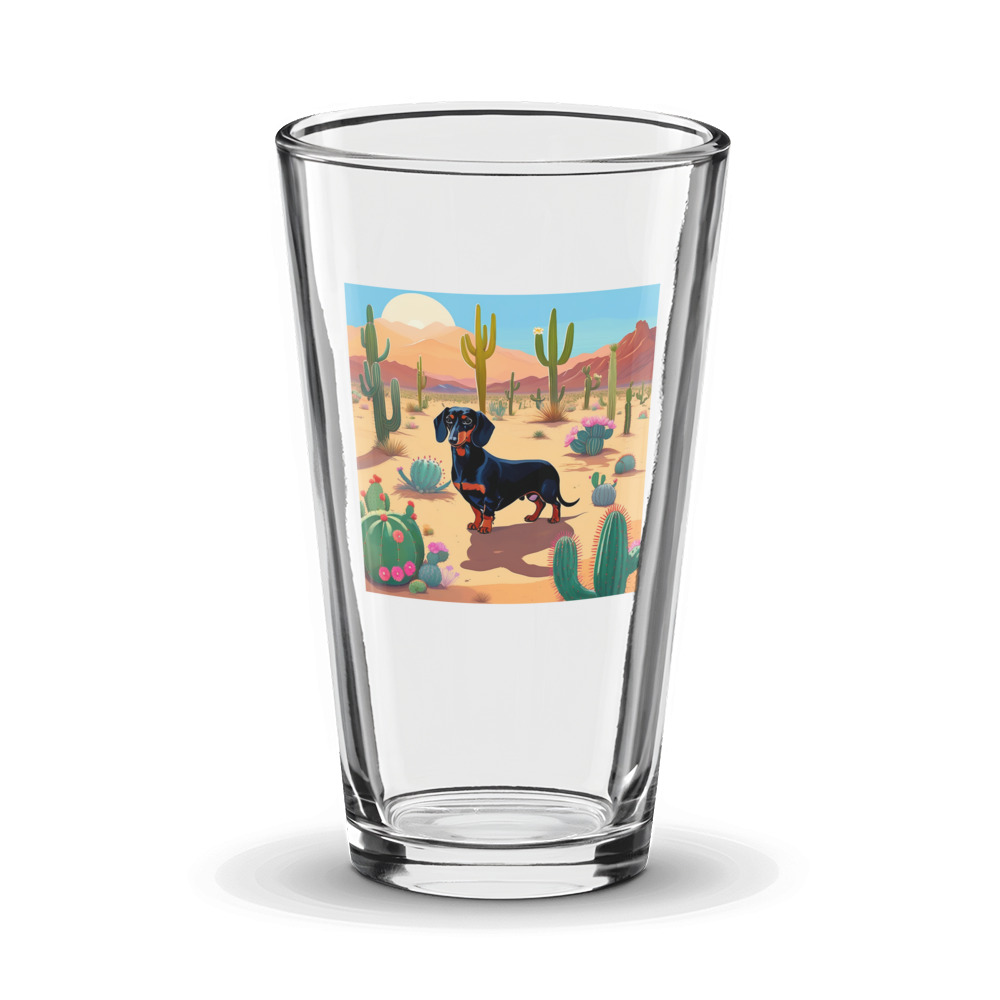 PugMug Custom Black Dachshund Glass Tumbler