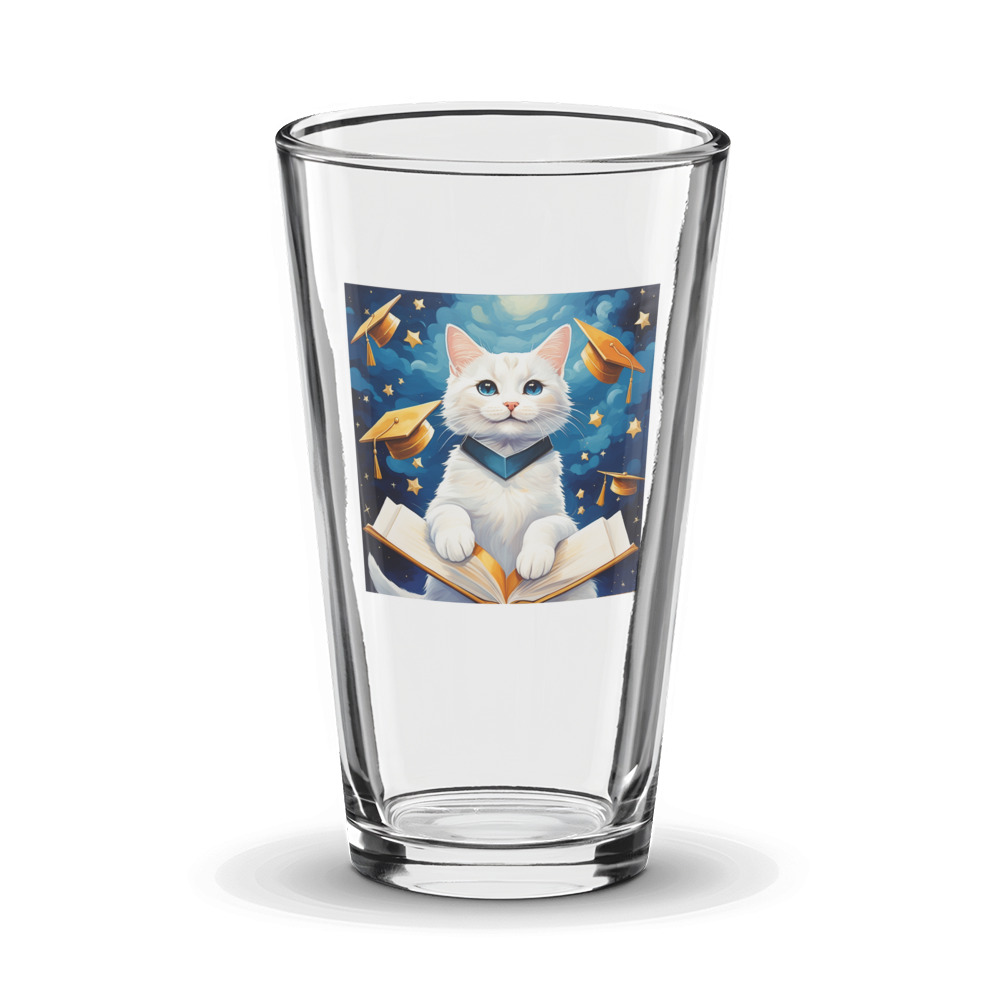 PugMug Custom White Companion Cat Glass Tumbler
