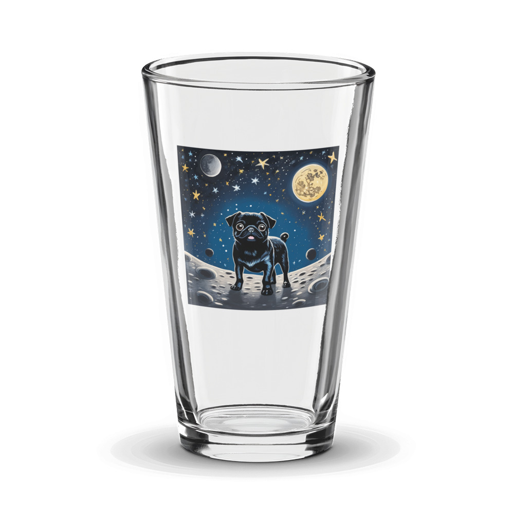 PugMug Custom Black Pug Glass Tumbler