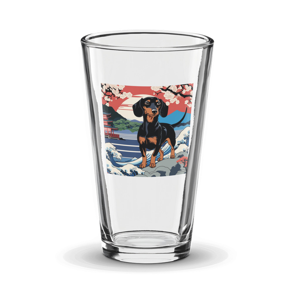 PugMug Custom Black Dachshund Glass Tumbler