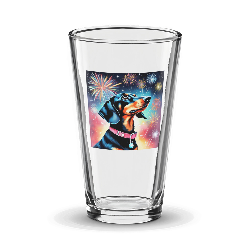 PugMug Custom Black Dachshund Glass Tumbler