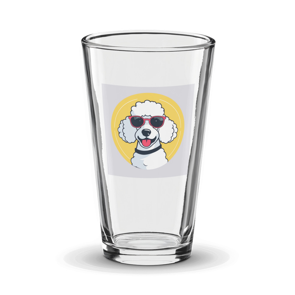 PugMug Custom White Poodle Glass Tumbler