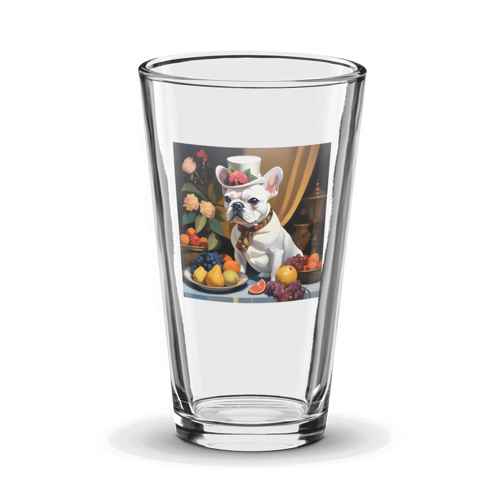 PugMug Custom White French Bulldog Glass Tumbler