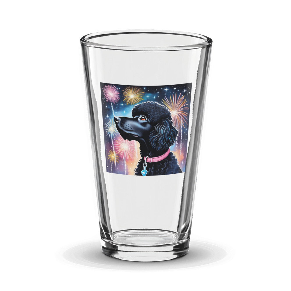PugMug Custom Black Poodle Glass Tumbler