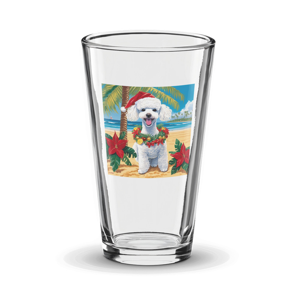 PugMug Custom White Poodle Glass Tumbler