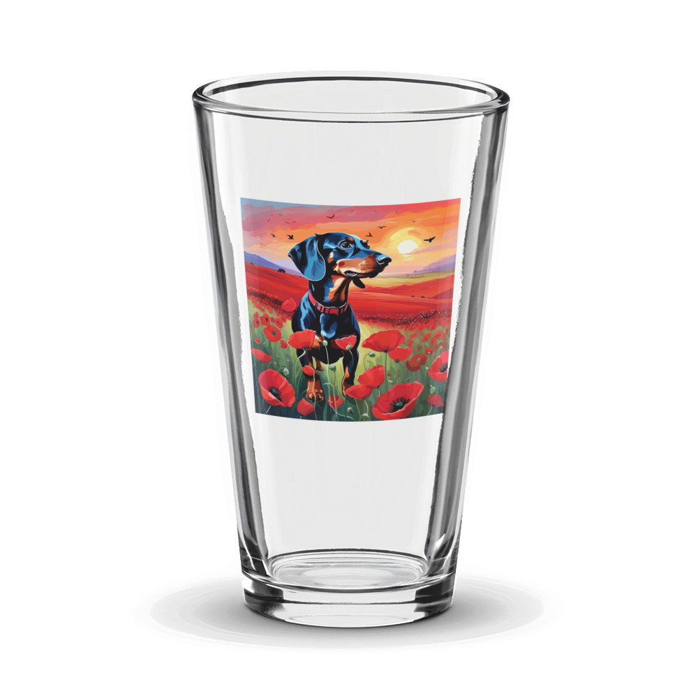 PugMug Custom Black Dachshund Glass Tumbler