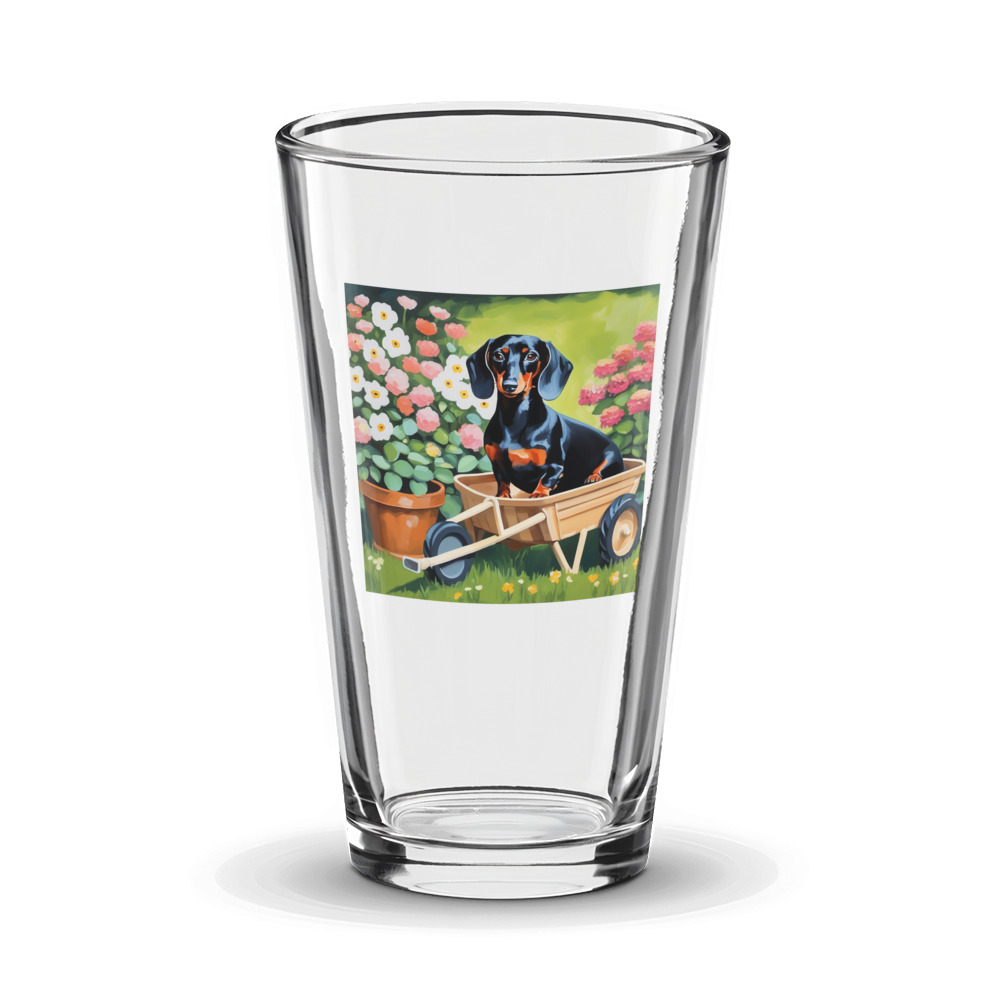 PugMug Custom Black Dachshund Glass Tumbler