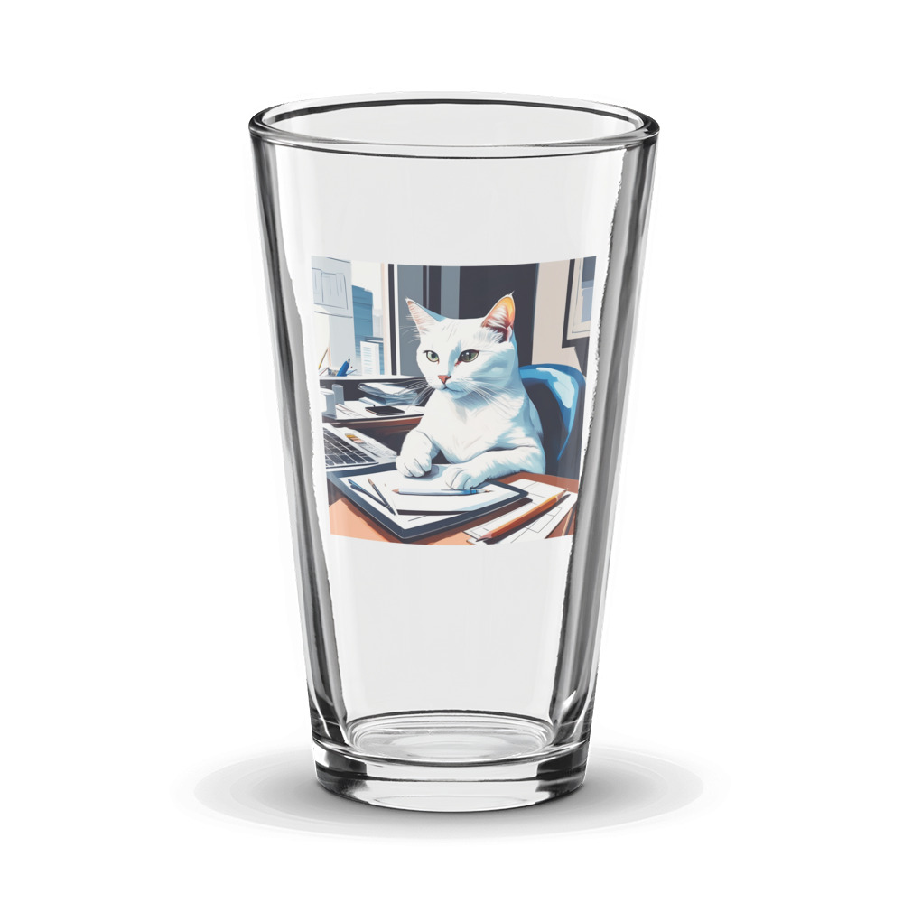 PugMug Custom White Companion Cat Glass Tumbler