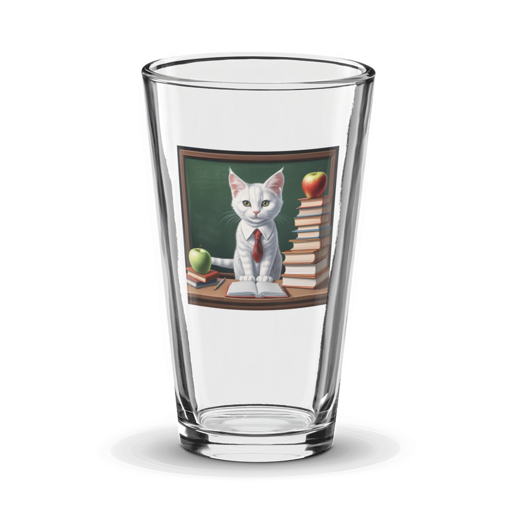 PugMug Custom White Companion Cat Glass Tumbler