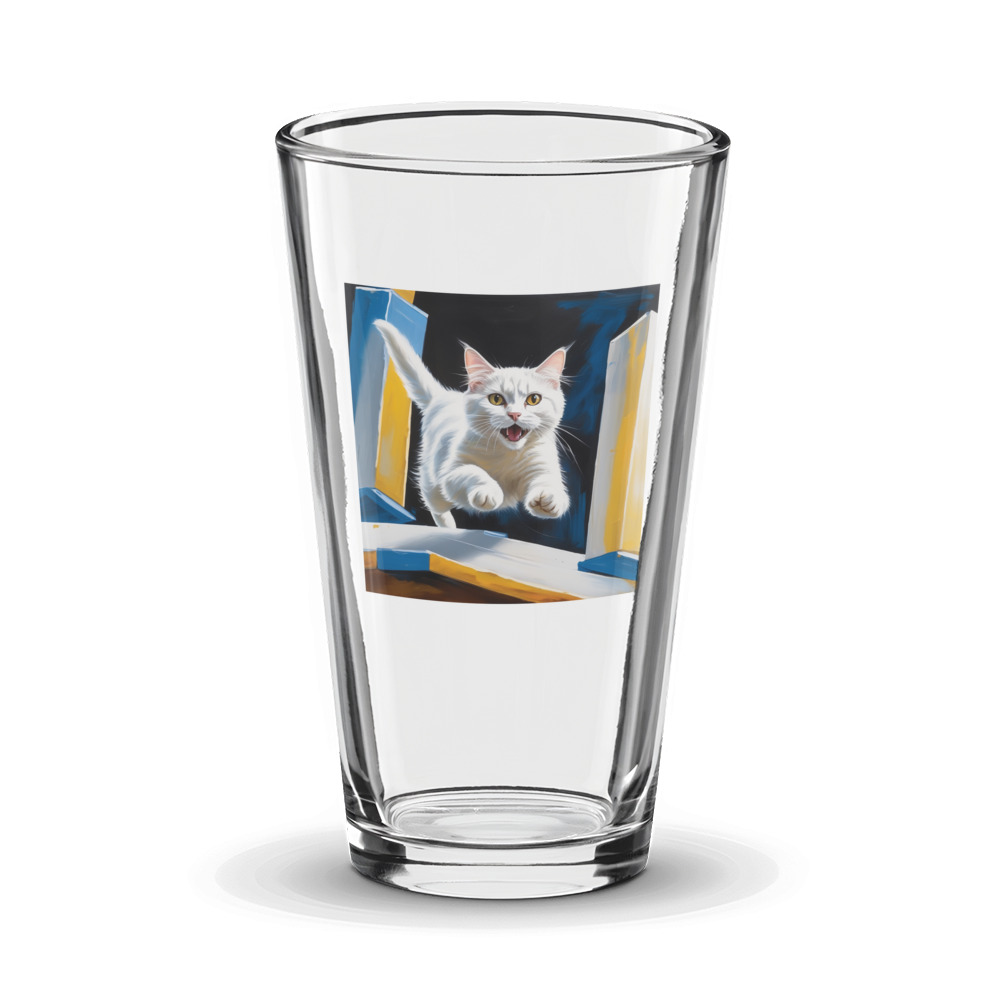 PugMug Custom White Companion Cat Glass Tumbler