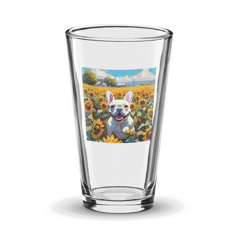 PugMug Custom White French Bulldog Glass Tumbler