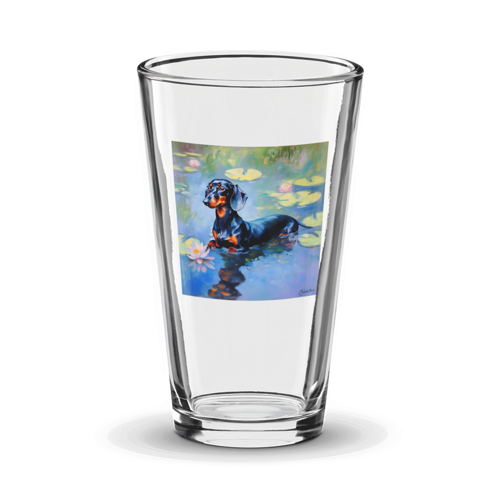 PugMug Custom Black Dachshund Glass Tumbler