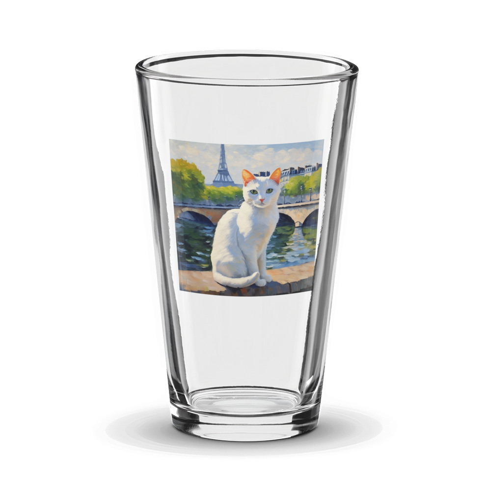 PugMug Custom White Companion Cat Glass Tumbler