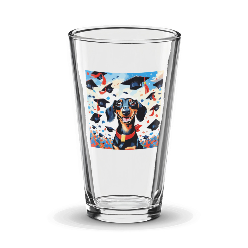 PugMug Custom Black Dachshund Glass Tumbler